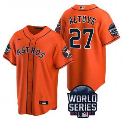 Men's Houston Astros #27 Jose Altuve 2021 Orange World Series Cool Base Stitched Baseball Jersey