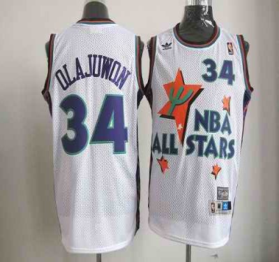 Rockets #34 Hakeem Olajuwon White All Star 1995 Stitched NBA Jersey