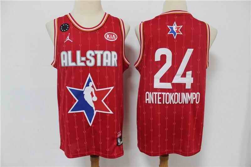 Men's Milwaukee Bucks #24 Giannis Antetokounmpo Red 2020 All-Star Stitched NBA Jersey