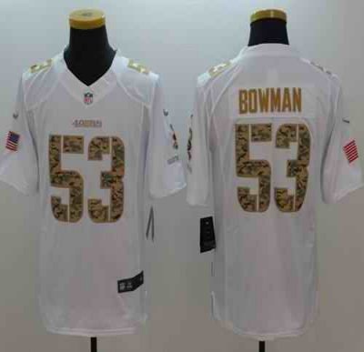 Nike 49ers #53 NaVorro Bowman White Men's Stitched NFL Limited Salute to Service Jersey