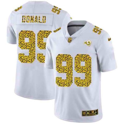 Men's Los Angeles Rams #99 Aaron Donald 2020 White Leopard Print Fashion Limited Stitched Jersey