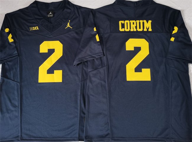 Men's Michigan Wolverines #2 Blake Corum 2023 F.U.S.E. Navy Stitched Jersey