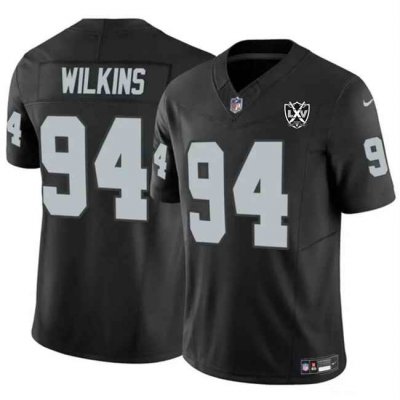 Men's Las Vegas Raiders #94 Christian Wilkins Black 2024 F.U.S.E 65th Anniversary Patch Vapor Stitched Football Jersey