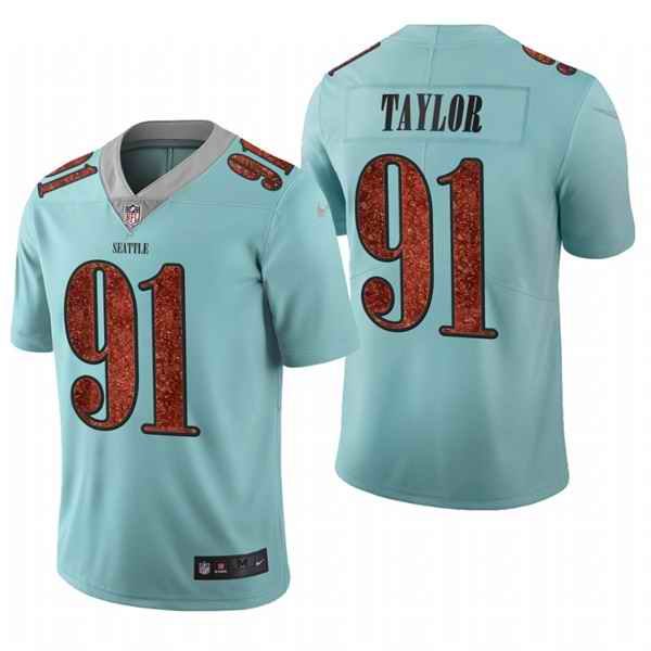 Men's Seattle Seahawks #91 Darrell Taylor Light Blue Vapor Untouchable Limited Stitched NFL Jersey