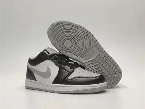 Men's Running Weapon Air Jordan 1 Grey/Black Shoes 0215