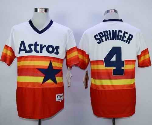 Astros #4 George Springer White/Orange 1980 Turn Back The Clock Stitched MLB Jersey