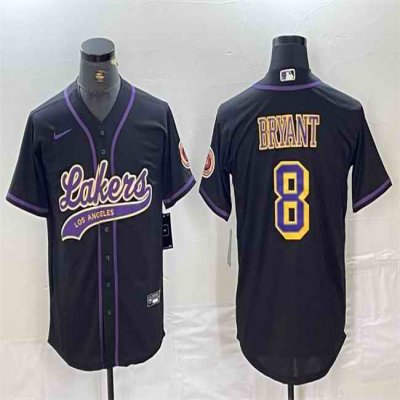 Men's Los Angeles Lakers #8 Kobe Bryant Black Cool Base Stitched Baseball Jersey