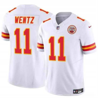 Men's Kansas City Chiefs #11 Carson Wentz White 2023 F.U.S.E Vapor Untouchable Limited Stitched Football Jersey