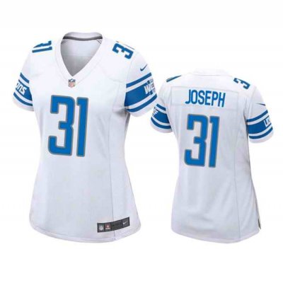 Women's Detroit Lions #31 Kerby Joseph White Stitched Jersey(Run Smaller)