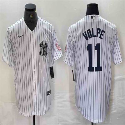 Men's New York Yankees #11 Anthony Volpe White Cool Base Stitched Baseball Jersey