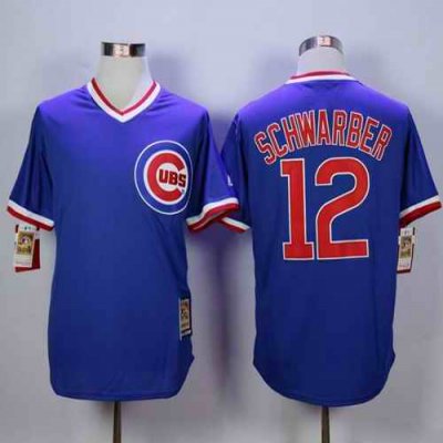 Cubs #12 Kyle Schwarber Blue Cooperstown Stitched MLB Jersey