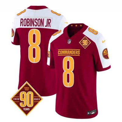 Men's Washington Commanders #8 Brian Robinson Burgundy/White 2023 F.U.S.E. 90th Anniversary Vapor Limited Stitched Football Jersey