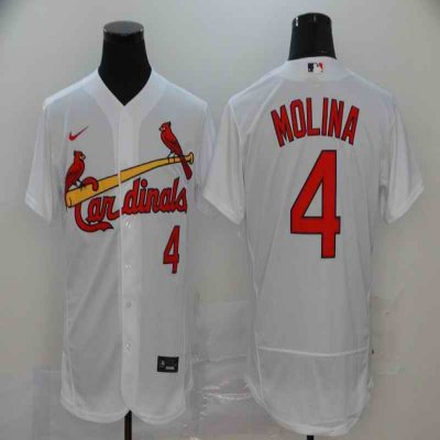 Men's St. Louis Cardinals #4 Yadier Molina White Flex Base Stitched MLB Jersey