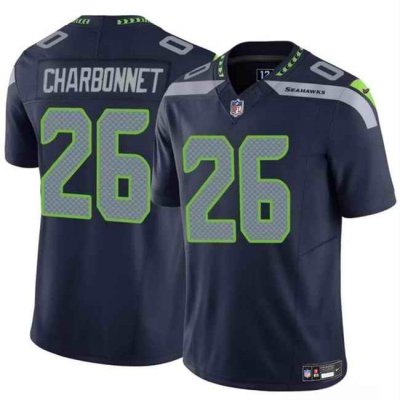 Youth Seattle Seahawks #26 Zach Charbonnet Navy 2024 F.U.S.E Vapor Limited Stitched Football Jersey