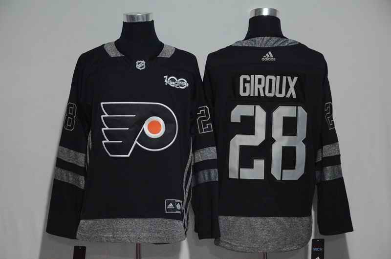 Philadelphia Flyers #28 Claude Giroux Black Men's 1917-2017 100th  Anniversary Stitched NHL Jersey