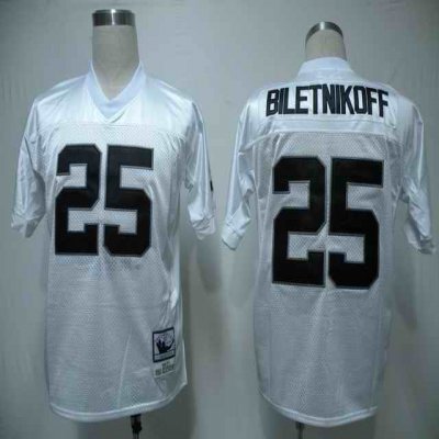 Mitchell & Ness Raiders #25 Fred Biletnikoff White Stitched Throwback NFL Jersey