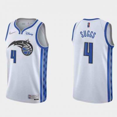 Men's Orlando Magic #4 Jalen Suggs White Earned Edition Stitched Swingman Jersey