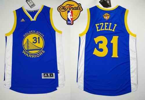 Revolution 30 Warriors #31 Festus Ezeli Blue The Finals Patch Stitched NBA Jersey