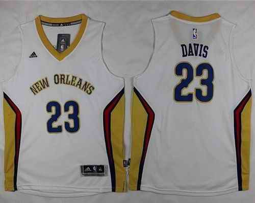 Pelicans #23 Anthony Davis White Stitched Youth NBA Jersey