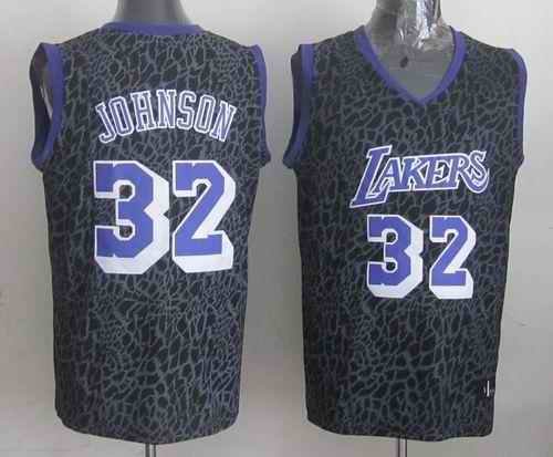 Lakers #32 Magic Johnson Purple Crazy Light Stitched NBA Jersey