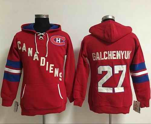 Montreal Canadiens #27 Alex Galchenyuk Red Women's Old Time Heidi NHL Hoodie