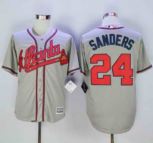 Braves #24 Deion Sanders Grey New Cool Base Stitched MLB Jersey