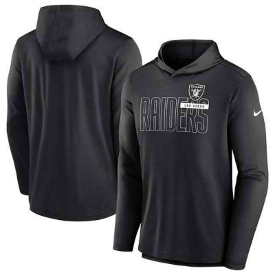 Men's Las Vegas Raiders Black Lightweight Performance Hooded Long Sleeve T-Shirt