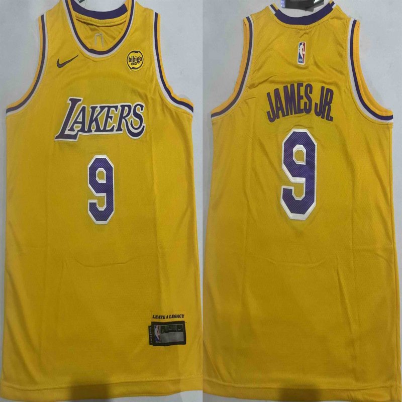 Youth Los Angeles Lakers #9 Bronny James Jr. Yellow Stitched Basketball Jersey