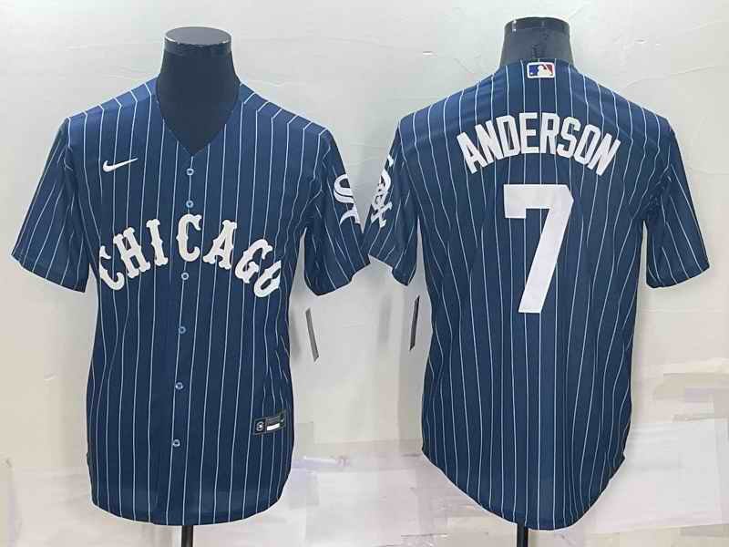 Men's Chicago White Sox #7 Tim Anderson Navy Cool Base Stitched Jersey