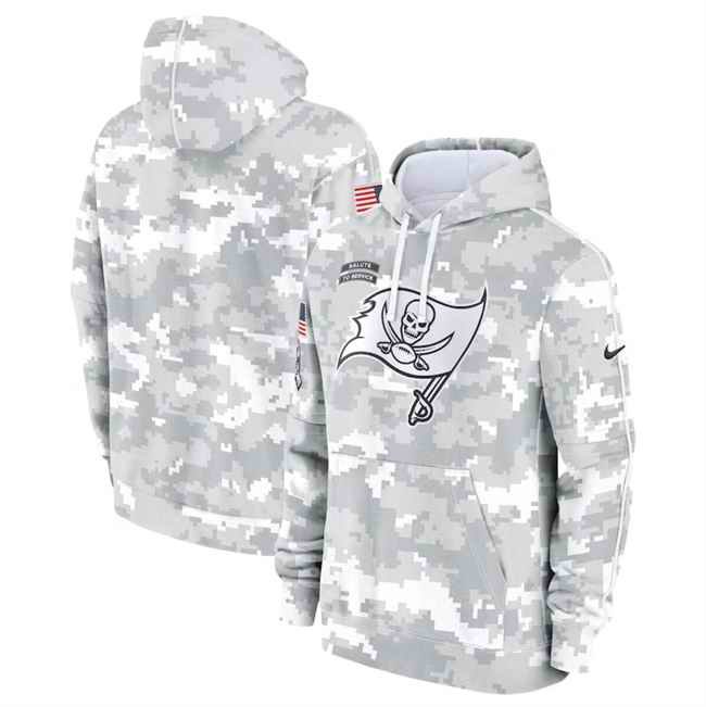 Youth Tampa Bay Buccaneers 2024 White/Gray Salute To Service Pullover Hoodie