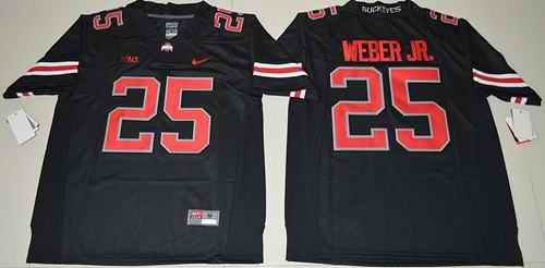 Buckeyes #25 Mike Weber Jr. Black(Red No.) Limited Stitched NCAA Jersey