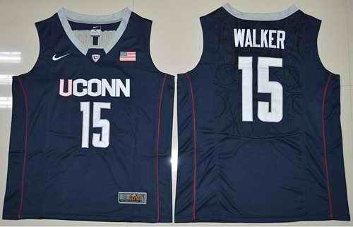 Huskies #15 Kemba Walker Navy Blue Basketball Stitched NCAA Jersey