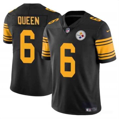 Youth Pittsburgh Steelers #6 Patrick Queen Black Color Rush Limited Stitched Football Jersey