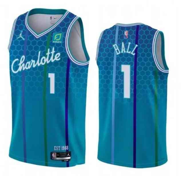 Men's Charlotte Hornets #1 LaMelo Ball Teal 2021-22 City Edition Stitched Basketball Jersey