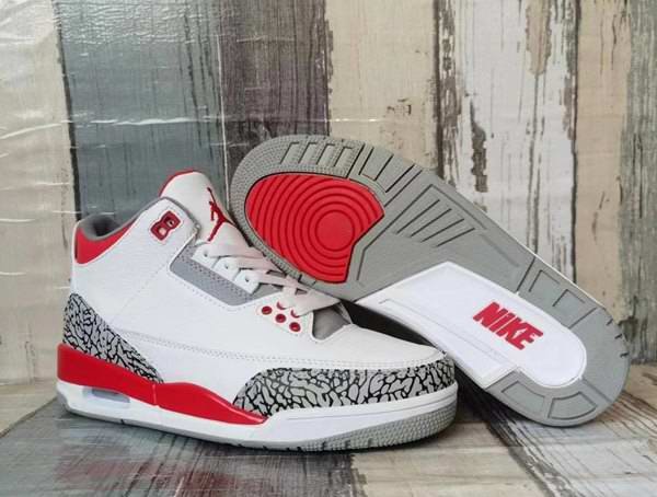 Men's Running weapon Air Jordan 3 White Red Shoes 060