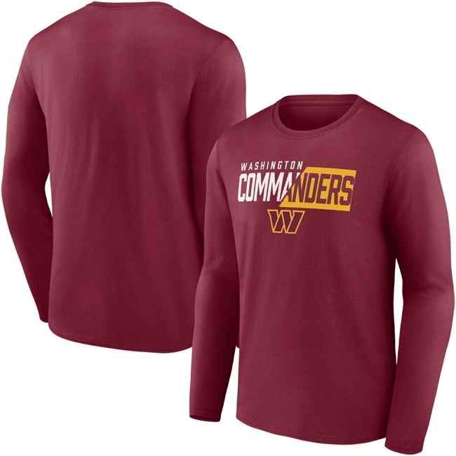 Men's Washington Commanders Burgundy One Two Long Sleeve T-Shirt