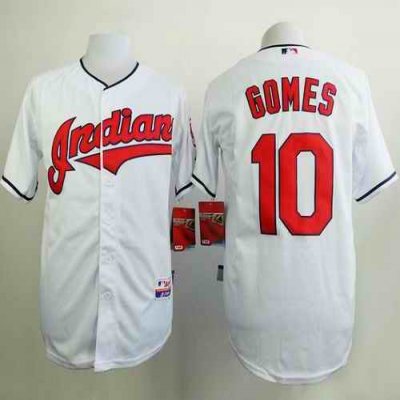 Indians #10 Yan Gomes White Cool Base Stitched MLB Jersey