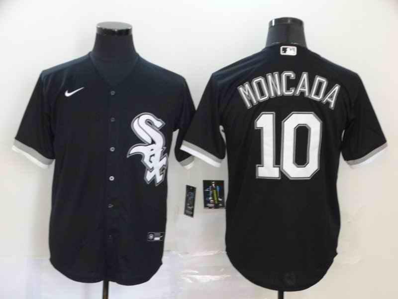 Men's Chicago White Sox #10 Yo'n Moncada Black Cool Base Stitched MLB Jersey