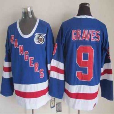 Rangers #9 Adam Graves Blue CCM 75TH Stitched NHL Jersey