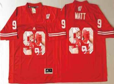 Badgers #99 J.J. Watt Red Player Fashion Stitched NCAA Jersey