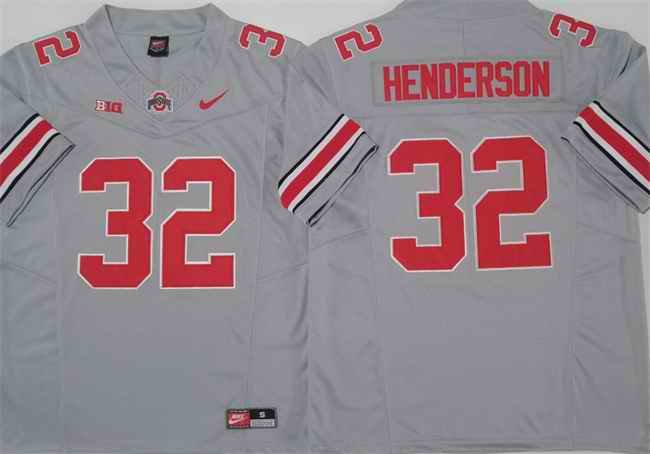 Men's Ohio State Buckeyes #32 TreVeyon Henderson Grey 2024 F.U.S.E. Limited Stitched Jersey