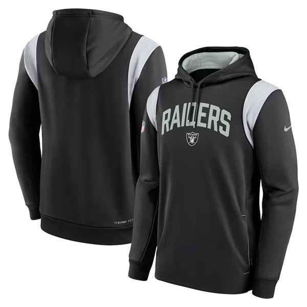 Men's Las Vegas Raiders Black Sideline Stack Performance Pullover Hoodie 001