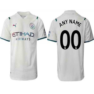 Men's Manchester City Custom 2021/22 White Away Jersey