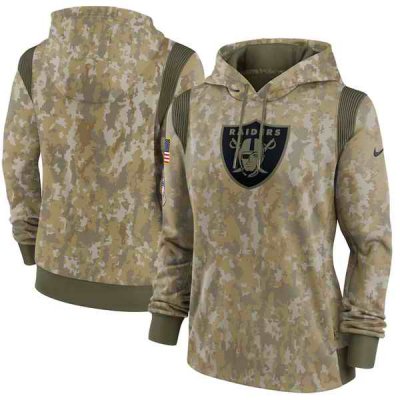 Women's Las Vegas Raiders 2021 Camo Salute To Service Therma Performance Pullover Hoodie(Run Small)