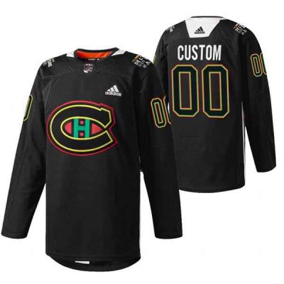 Men's Montreal Canadiens Active Player Custom 2022 Black Warm Up History Night  Stitched Jersey