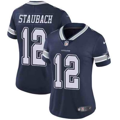 Women's Dallas Cowboys  #12 Roger Staubach Navy Blue Vapor Untouchable Limited Stitched NFL Jersey