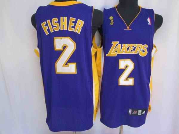 Lakers #2 Derek Fisher Stitched Purple Champion Patch NBA Jersey