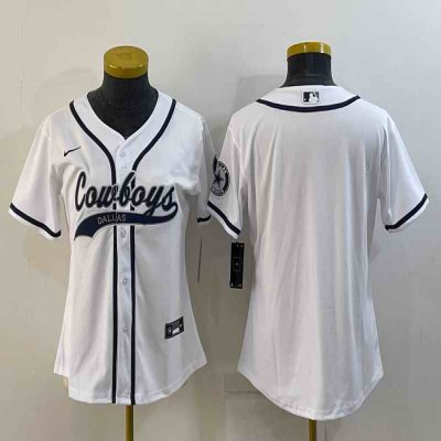 Youth Dallas Cowboys Blank White With Patch Cool Base Stitched Baseball Jersey