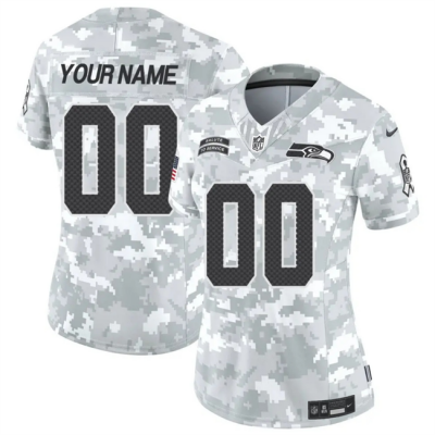 Women's Seattle Seahawks Active Player Custom 2024 F.U.S.E Arctic Camo Salute to Service Limited Stitched Football Jersey(Run Small)