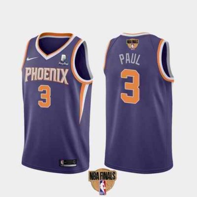 Men's Phoenix Suns #3 Chris Paul 2021 Purple NBA Finals Icon Edition Stitched Jersey